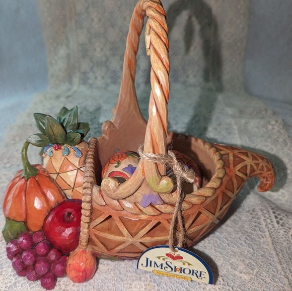 Jim Shore Bounty of Blessings Autumn Cornucopia basket. 2112 - Picture 1 of 9